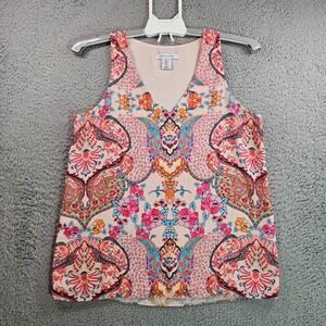 Tabitha Webb Sleeveless‎ Top Blouse Women Small Colorful Bright Paisley Boho